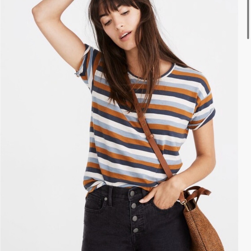 Madewell Women’s Whisper Cotton Crewneck Tee in Marion Stripe Top - Small